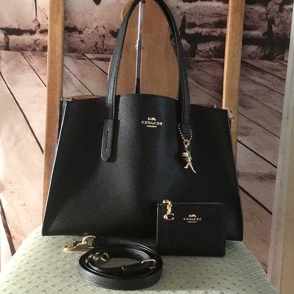 Coach Black Satchel Bag with Gold Accents - Picture 1 of 9